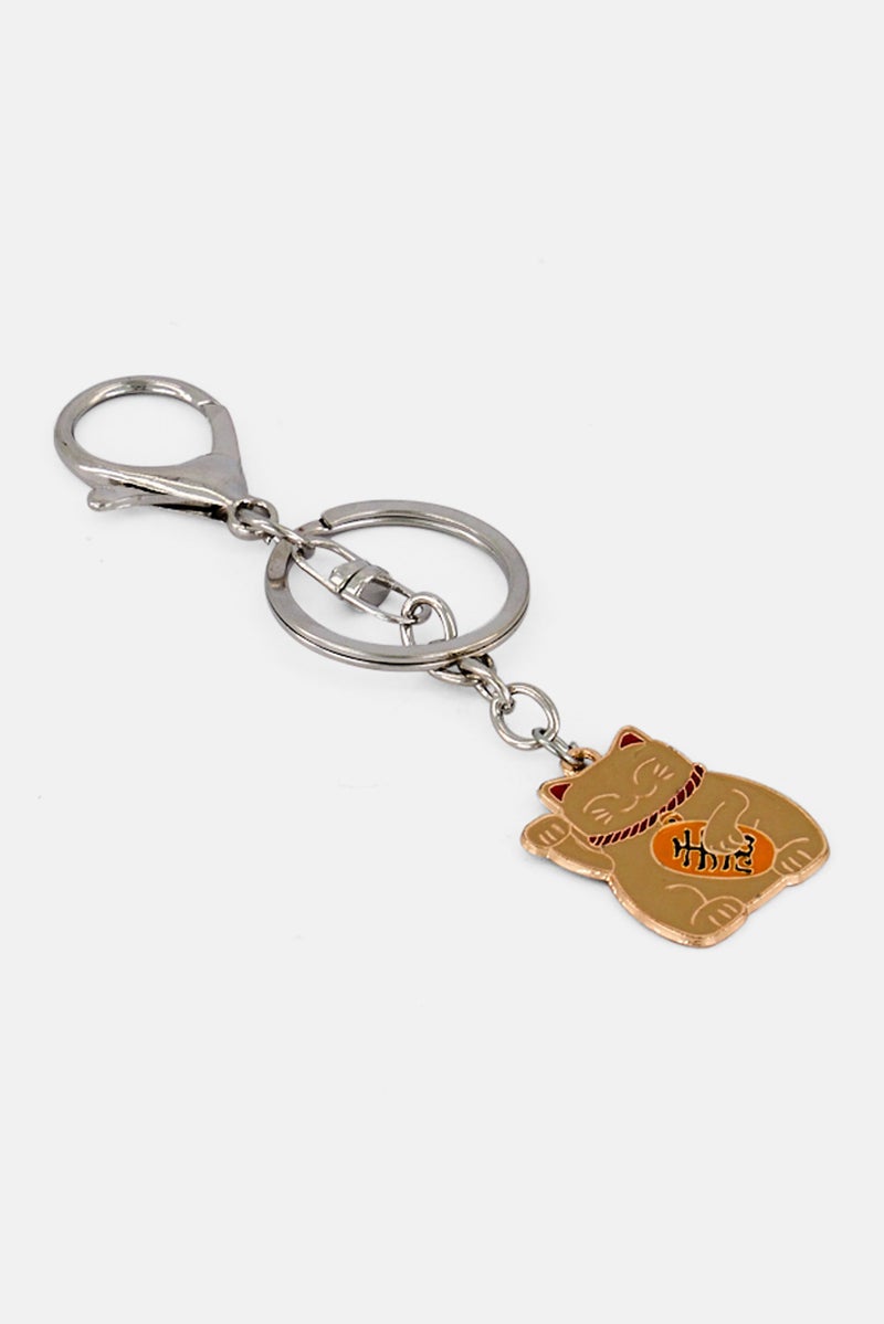 Muy Mucho Lucky Cat Metal Key Chain, Gold - Image 3