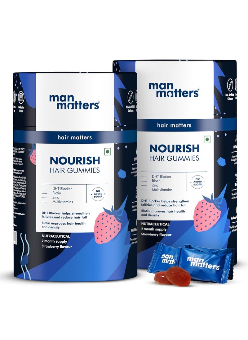 Man Matters Man Matters Biotin Hair Gummies 120 Days Pack  No Added Sugar  Enriched with Biotin Vitamin A, C, E and Zinc  Keeps Hair Healthy and Strong 100%  - Image 1