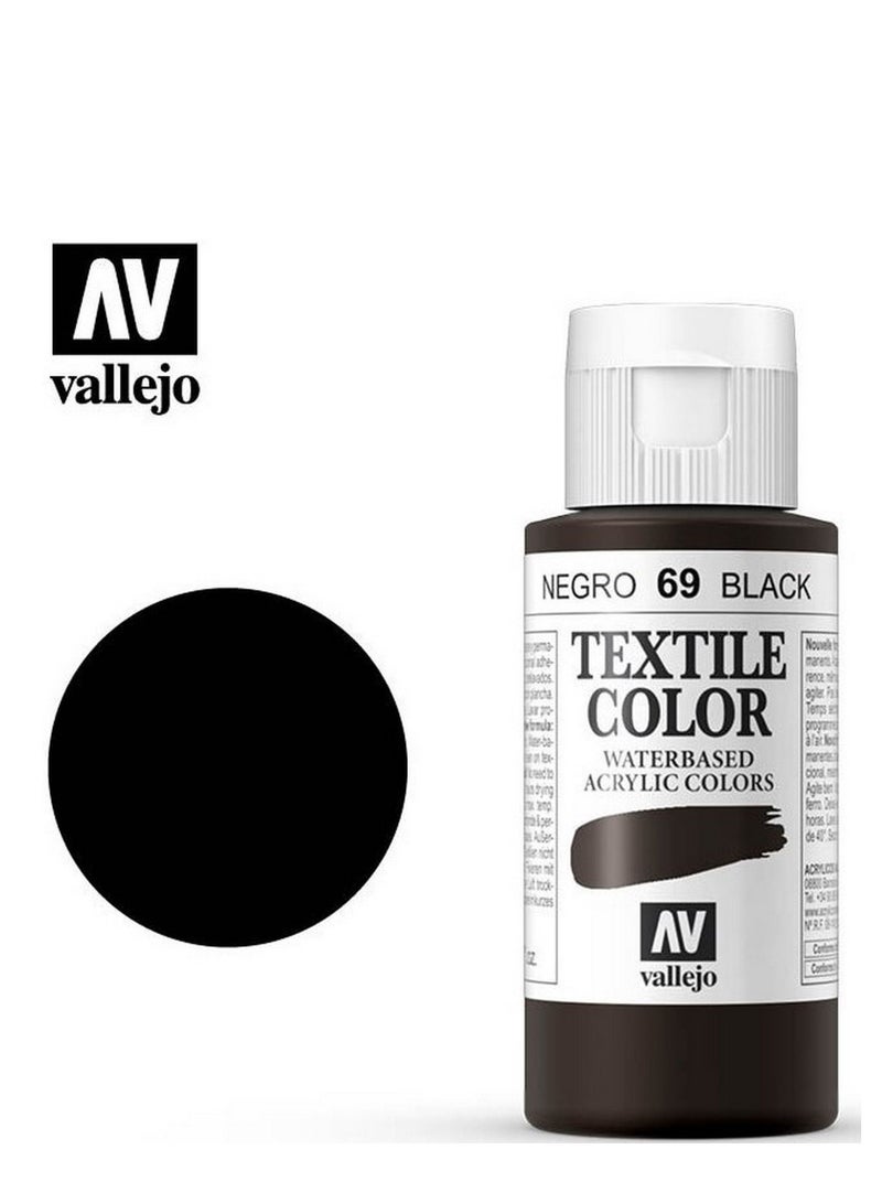 فاليجو طلاء قماش أسود 69 – زجاجة 60 مل بلمسة نهائية غير لامعة قابلة للغسل