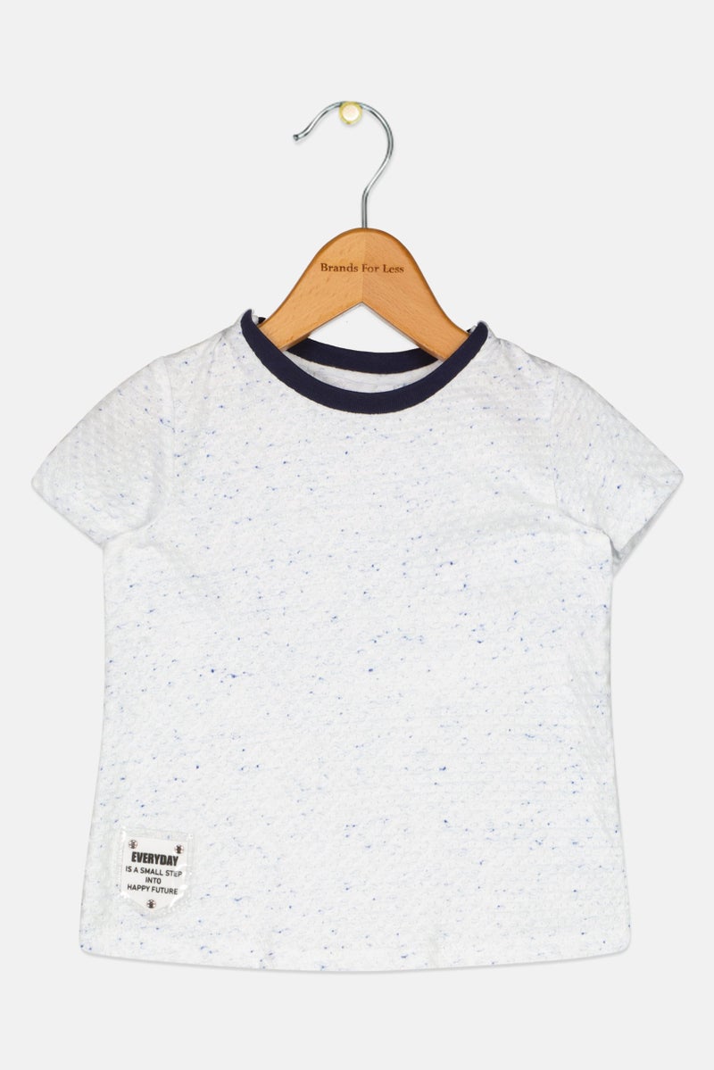 Choupette Toddlers Boy Short Sleeve Textured T Shirt, White - Image 1