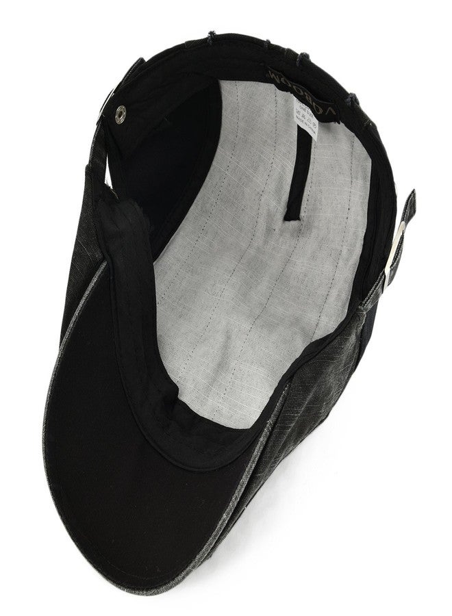 VOBOOM 100% Cotton Distressed Ivy Newsboy Caps Cabbie Gatsby Hat (Black) - Image 5