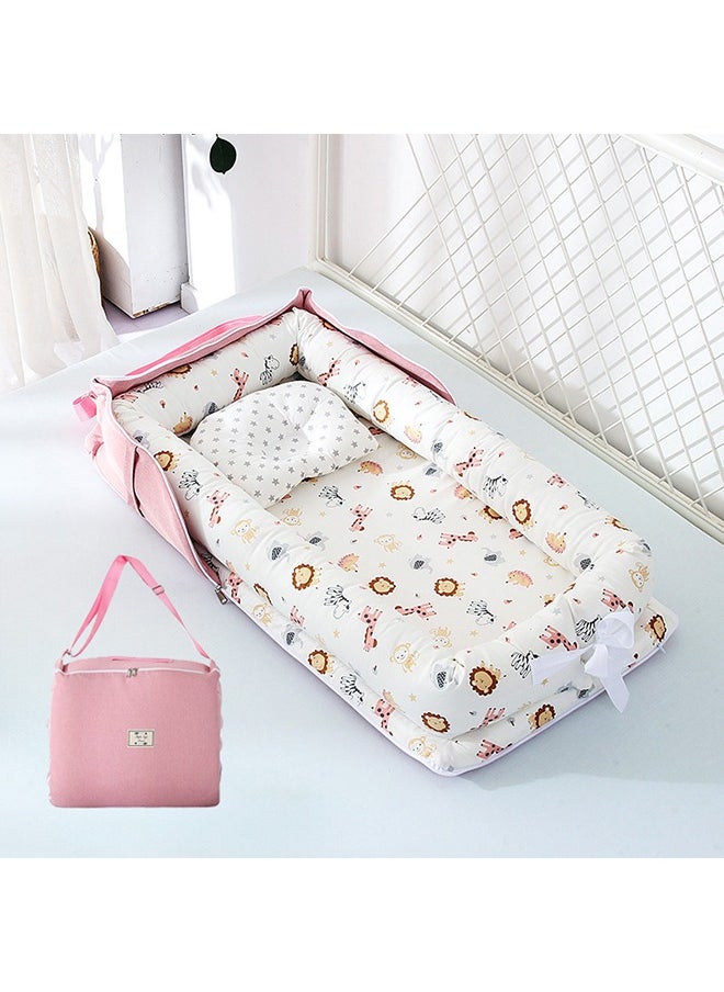 XiuWoo Portable Foldable Cotton Baby Bed with Pillow Foldable Crib Bed Baby Lounger Travel Infant Newborn Baby Nest Portable Baby Bedding  - Image 1