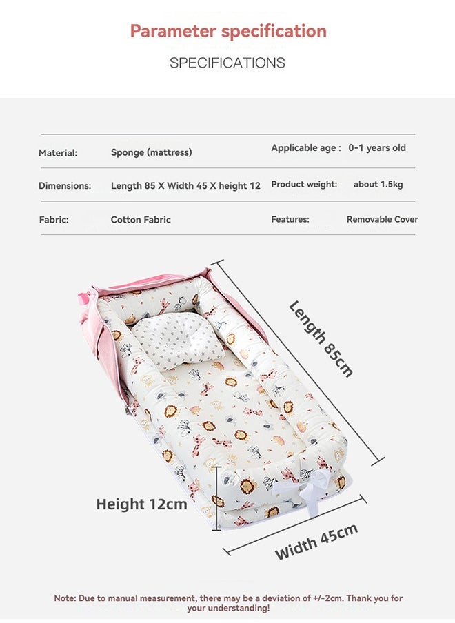 XiuWoo Portable Foldable Cotton Baby Bed with Pillow Foldable Crib Bed Baby Lounger Travel Infant Newborn Baby Nest Portable Baby Bedding  - Image 3