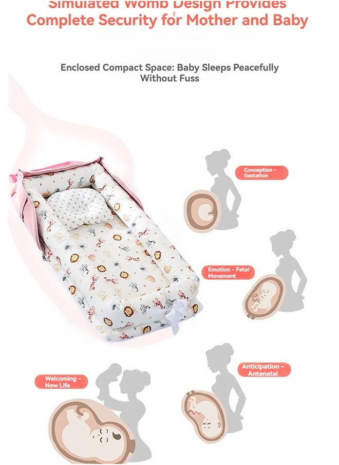 XiuWoo Portable Foldable Cotton Baby Bed with Pillow Foldable Crib Bed Baby Lounger Travel Infant Newborn Baby Nest Portable Baby Bedding  - Image 2