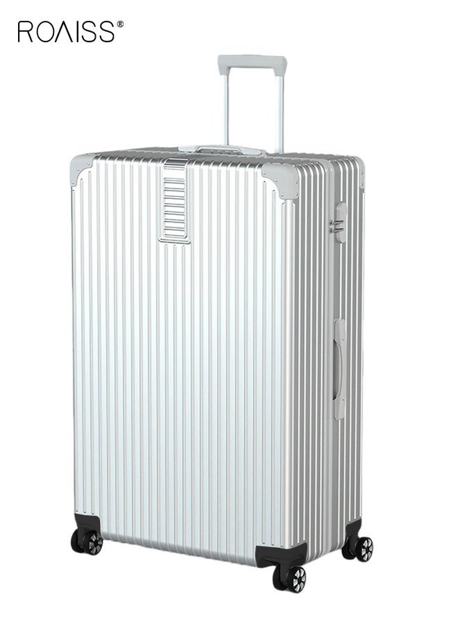 roaiss Minimalist Retro Large Capacity Suitcase Unisex Universal Wheel Trolley Case for Men and Women Lightweight Carry on Anti-Collision Hardshell Password Luggages for Travel or Business Trip Silver - Image 1