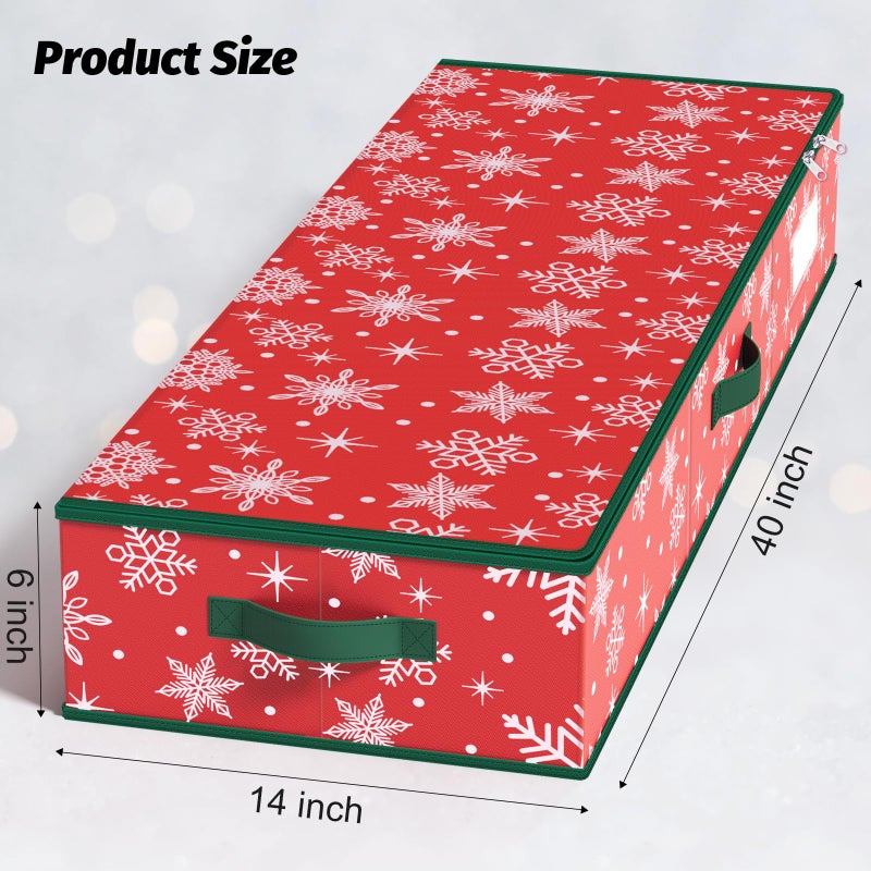 StorageRight Wrapping Paper Organizer Storage Container, Christmas Gift Wrapping Paper Storage Box for Paper Ornamentsï¼ŒPaper Storage Holder for Holiday Decoration Snowflake/Red - Image 2