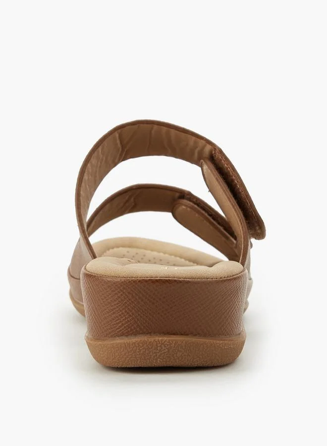 Flora Bella By Shoexpress BROWN Flora Bella Women Textured Hook And Loop Strap Sandals for Women | Best Price UAE
