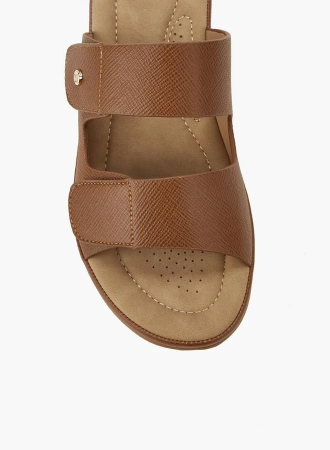 Flora Bella By Shoexpress BROWN Flora Bella Women Textured Hook And Loop Strap Sandals for Women | Best Price UAE