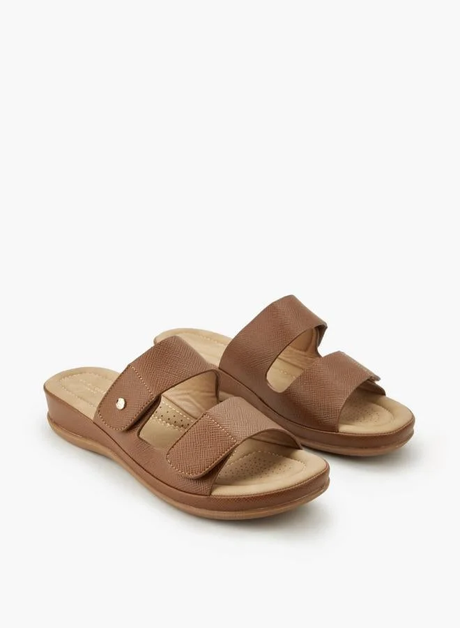 Flora Bella By Shoexpress BROWN Flora Bella Women Textured Hook And Loop Strap Sandals for Women | Best Price UAE