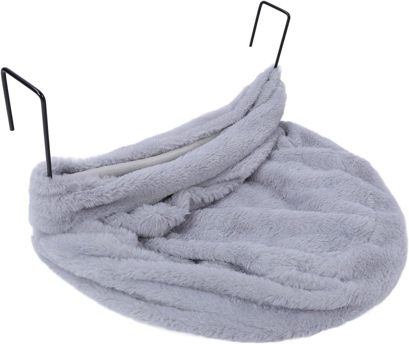 S Style Plush Cat Hammock Bed, Hanging Indoor Cat Hammock, Soft Warm Space Saving Cat Resting Bed with Bracket for Home Use, Cozy Feline Hideaway and Play Tunnel (Grey) - Image 2