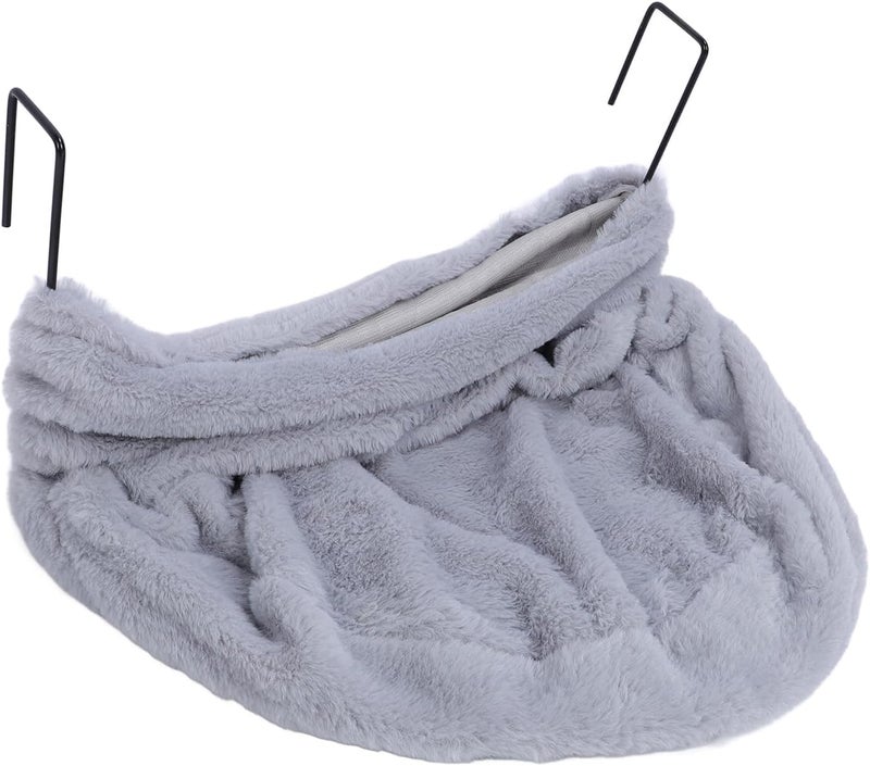 S Style Plush Cat Hammock Bed, Hanging Indoor Cat Hammock, Soft Warm Space Saving Cat Resting Bed with Bracket for Home Use, Cozy Feline Hideaway and Play Tunnel (Grey) - Image 4