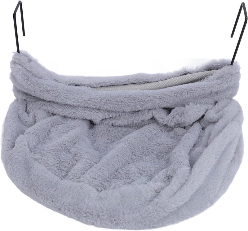 S Style Plush Cat Hammock Bed, Hanging Indoor Cat Hammock, Soft Warm Space Saving Cat Resting Bed with Bracket for Home Use, Cozy Feline Hideaway and Play Tunnel (Grey) - Image 5