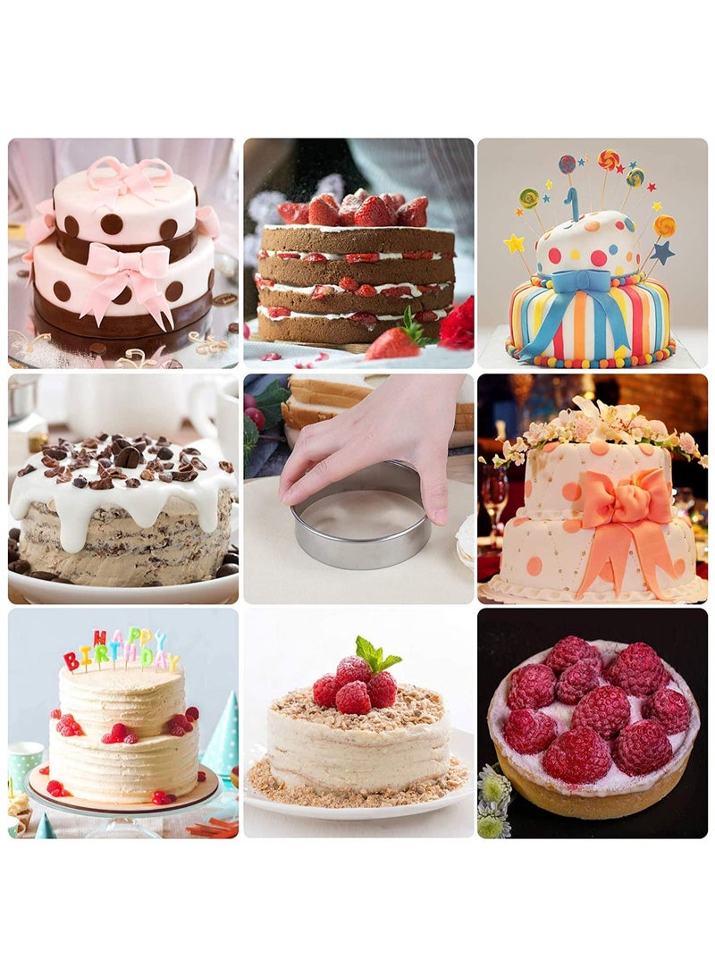 قوالب موس دائرية من الفولاذ المقاوم للصدأ لتزيين الكيك على شكل دائرة، 8 قطع - Image 3