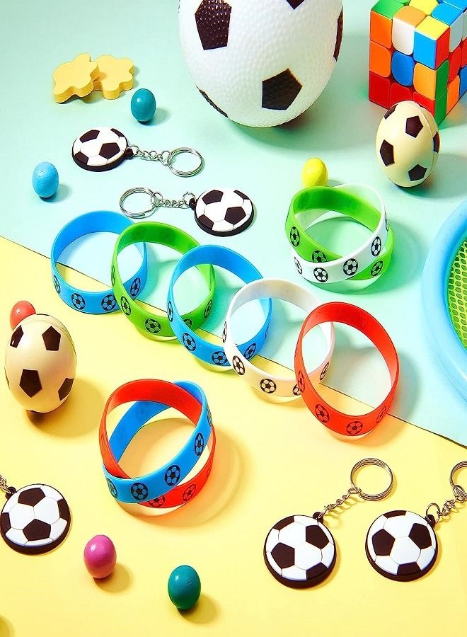 DecoLoral DECOR ME Football Party Favors  Gift Set  Return Gift Set Slap Bracelet Keychain Soccer Tattoos Soccer Toy Whistle Sports Party Favors for Football Lovers - Image 3