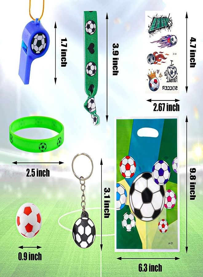 DecoLoral DECOR ME Football Party Favors  Gift Set  Return Gift Set Slap Bracelet Keychain Soccer Tattoos Soccer Toy Whistle Sports Party Favors for Football Lovers - Image 2