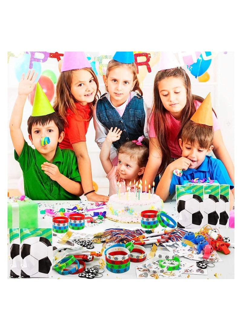 DecoLoral DECOR ME Football Party Favors  Gift Set  Return Gift Set Slap Bracelet Keychain Soccer Tattoos Soccer Toy Whistle Sports Party Favors for Football Lovers - Image 5