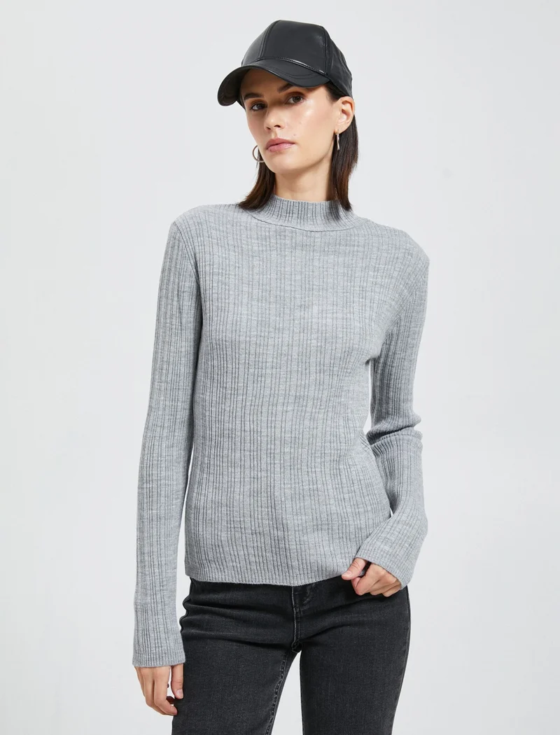 كوتون Ribbed Knitwear Sweater Half Turtleneck
