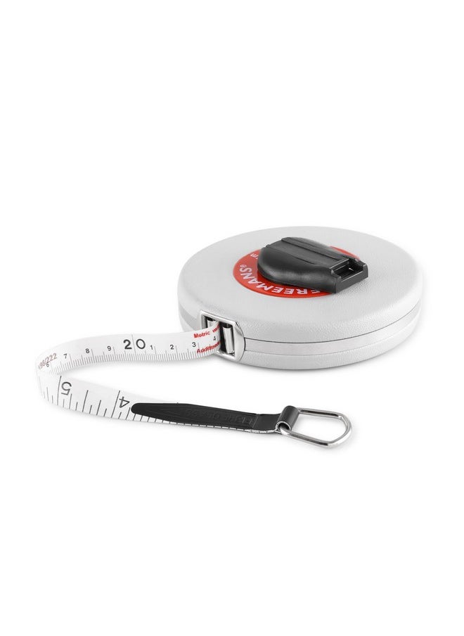 FREEMANS FREEMANS Leatherette 15m:13mm Fibreglass Measuring Tape - 15m/50ft || Case Reinforced with Stainless Steel Band || Durable Winding Mechanism Handle and Stainless Steel Mouth with End Hook  - Image 4