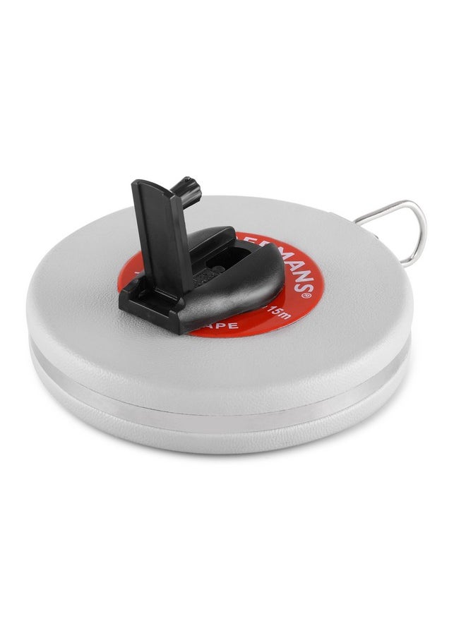 FREEMANS FREEMANS Leatherette 15m:13mm Fibreglass Measuring Tape - 15m/50ft || Case Reinforced with Stainless Steel Band || Durable Winding Mechanism Handle and Stainless Steel Mouth with End Hook  - Image 3
