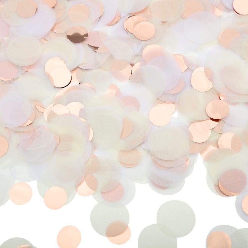 TecUnite Round Tissue Paper Table Confetti Dots for Wedding Birthday Party Decoration 176 ozWhite Ivory Champagne25 cm