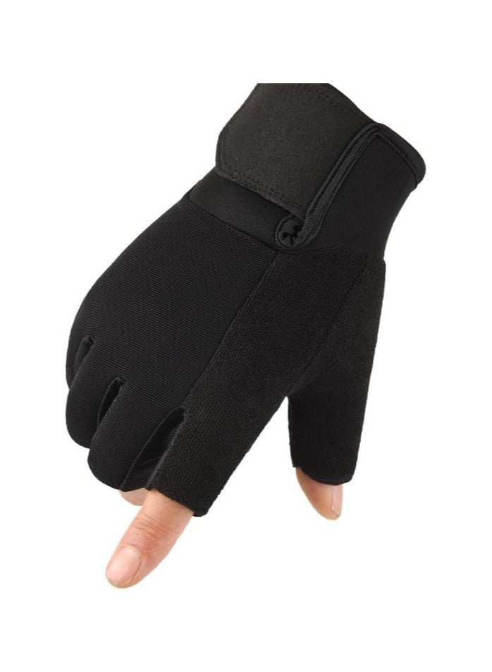 Generic "Half-Finger Gym Gloves for Men & Women – Breathable, Anti-Slip Workout Gloves with Wrist Support – Ideal for Weightlifting, Dumbbell & Fitness Training – Black"  - Image 2