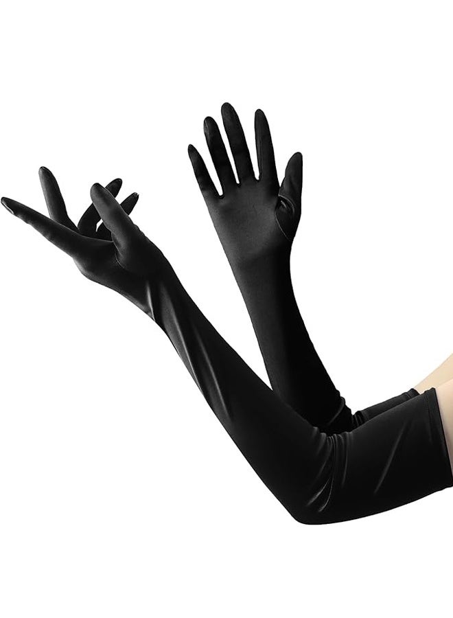 فستان زفاف طويل من الساتان لحفلات الأوبرا وحفلات الشاي وقفازات أنيقة وزي تنكري بمقاس للبالغين - Image 1