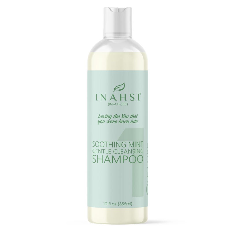 Inahsi Soothing Mint Gentle Cleansing Shampoo | Hair Shampoo for Men, Women, or Kids with Curly Hair | Hair Products for Naturally Curly Hair 12 oz | Made in the USA - Image 1