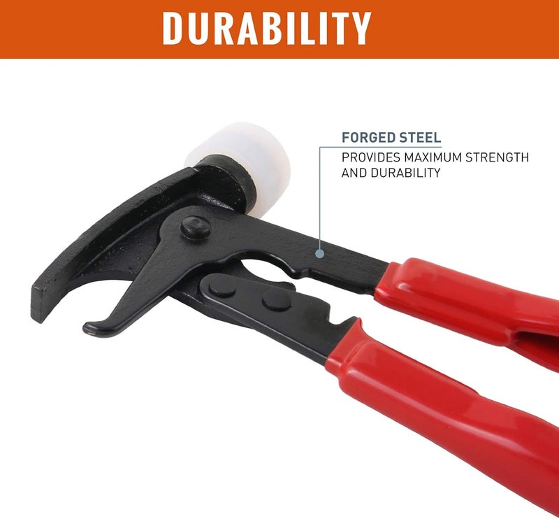 RockTrix - Heavy Duty Wheel Weight Hammer - Balancing Tool Hammer Plier for Clip On Weights - Red - Image 3