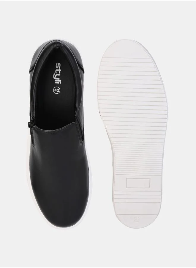 Styli Zip Embellished Platform Sole Casual Shoes