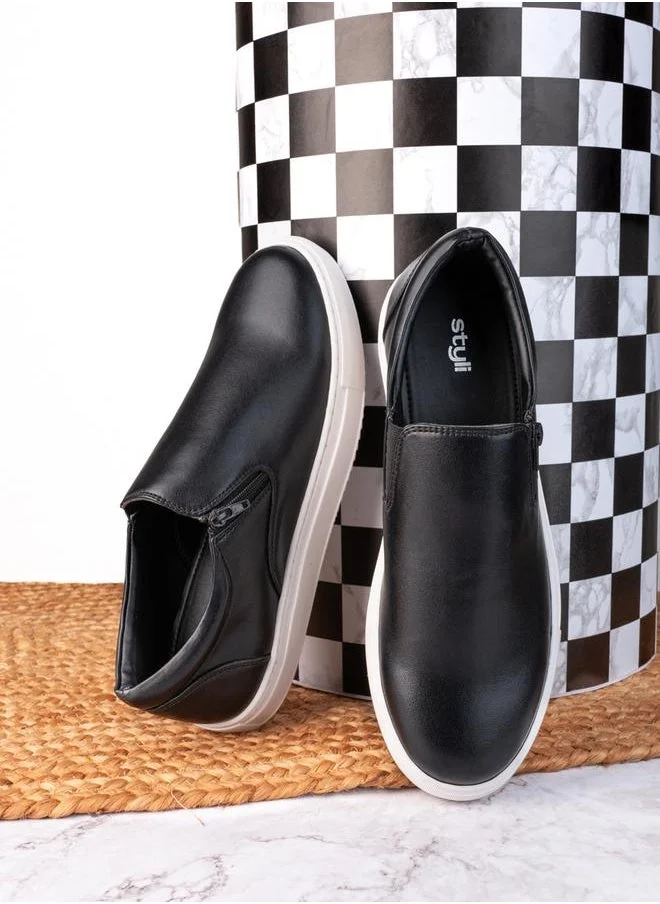 Styli Zip Embellished Platform Sole Casual Shoes
