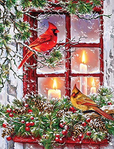 Springbok 500 Piece Jigsaw Puzzle for Adults Together for Christmas Features a Pair of Cardinals on a Snowy Winters Holiday Outdoor Scene PrecisionCut Puzzle Pieces Made in The USA - Image 1