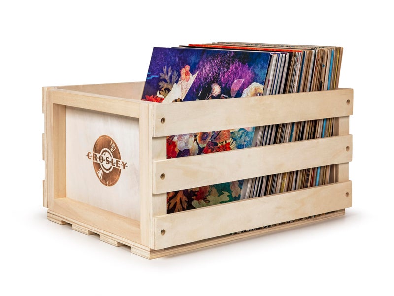 Crosley AC1004ANA Record Storage Crate Holds up to 75 Albums Natural