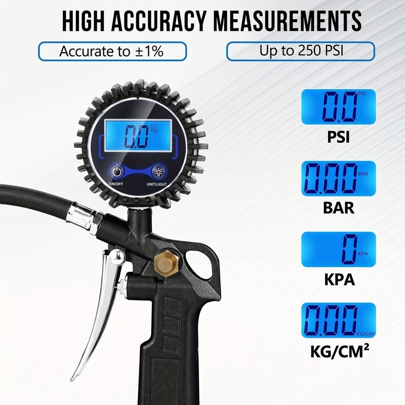 Triple Model Tire Pressure Gauge 250psi Digital with LED LCD Backlit Display for Cars Trucks SUVs - Image 4