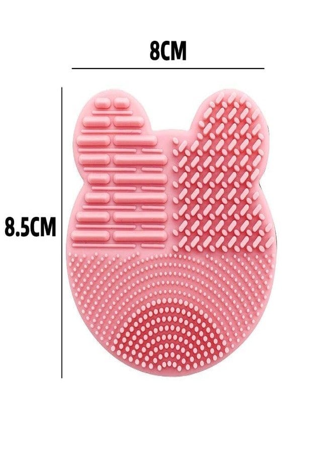 MobFest® Silicone Makeup Brushes Cleaning Sponge Mickey Bear Scrub Pad Cosmetic Brush Cleaner Tray, Multicolor (M, 1) - Image 2
