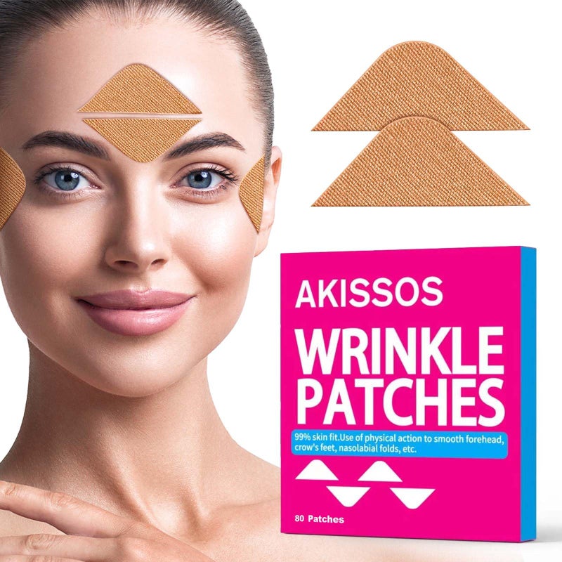 Akissos Forehead Wrinkle Patches 80 PCS Pre Cut Full Face Tape Facial Patches for Wrinkles Myofascial Lift Tape for Forehead Frown 11 Eye Crows Feet Smile Lip Lines  Sticky  Hypoallergenic