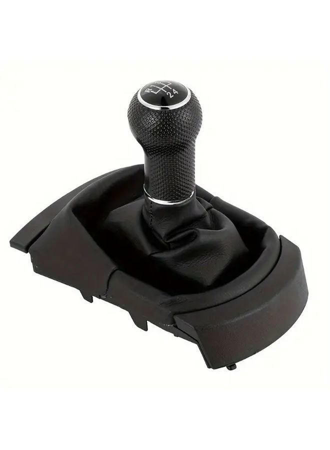 Black 5 Speed Leather Gear Shift Knob Boot For Seat Ibiza 2002 2010 - Image 1