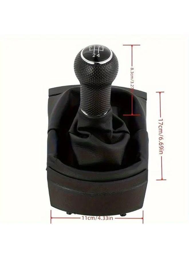 Black 5 Speed Leather Gear Shift Knob Boot For Seat Ibiza 2002 2010 - Image 3