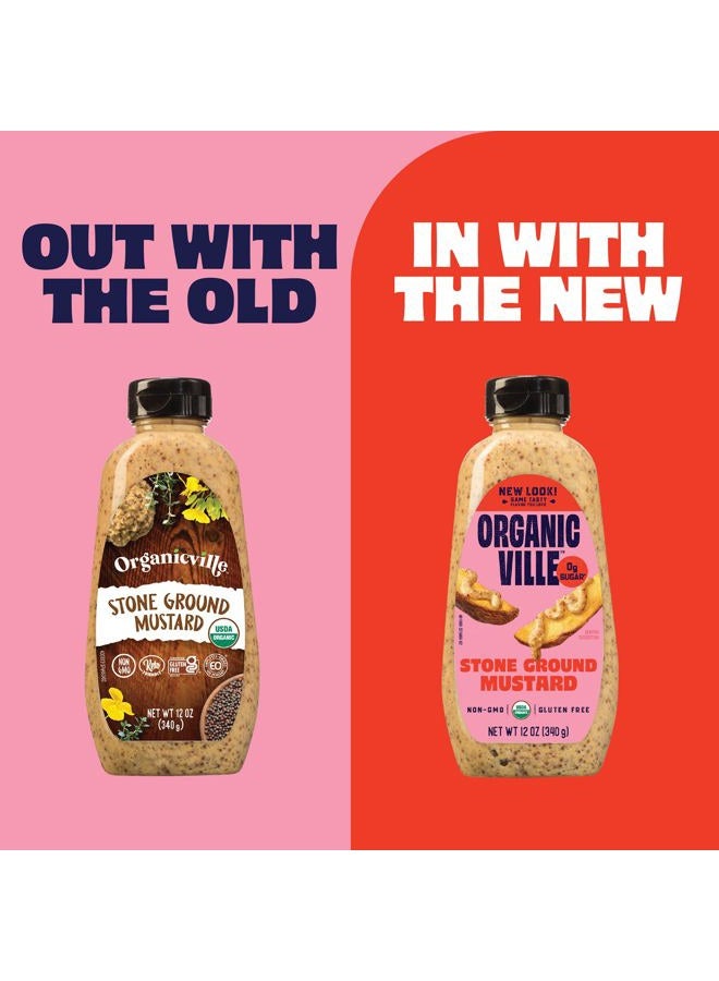 Organicville Stone Ground Mustard - Organic Mustard, 0g Added Sugar, Mustard Stone Ground Organic, Vegan, Gluten Free, USDA Organic, Non-GMO, Whole 30, Paleo, Keto-Friendly - 12 Oz - Image 2