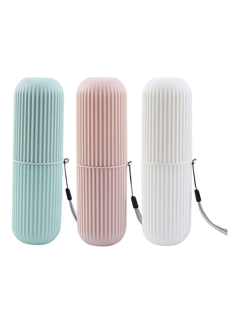 3Pack Portable Travel Toothbrush Cup,Capsule Shape Wash Gargle Cup Plastic Storage Container Organizer for Home Camping Business School - Image 1