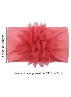 iMissiu 12 Pieces Baby Girl Floral Nylon Headbands, Chiffon Flower Elastic Nylon Hair Bands for Toddler Infants Newborn  - Image 3