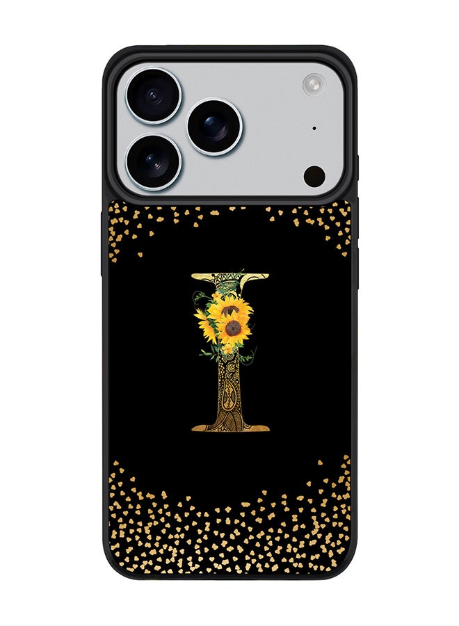 Stylizedd iPhone 17 Pro Case, [Compatible with MagSafe] Slim Magnetic cover Phone Case iPhone 17 Pro -Custom Floral Monogram - I ( Black ) - Image 1