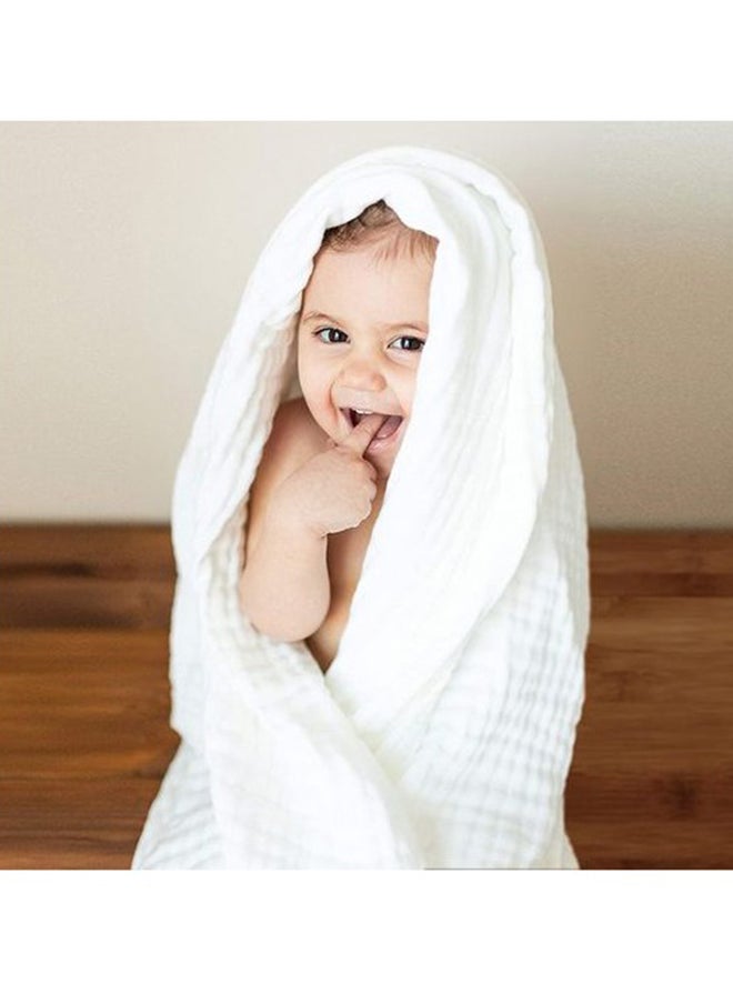 أنفي بيبي Set of 2 Organic Muslin Bath Towel- Pink and White  - Image 5