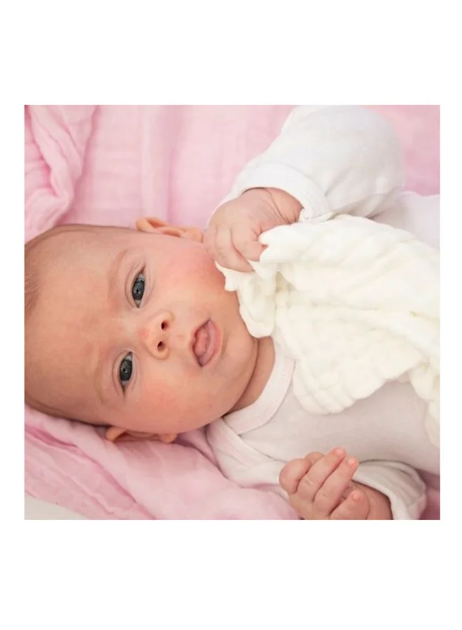 أنفي بيبي Set of 2 Organic Muslin Bath Towel- Pink and White