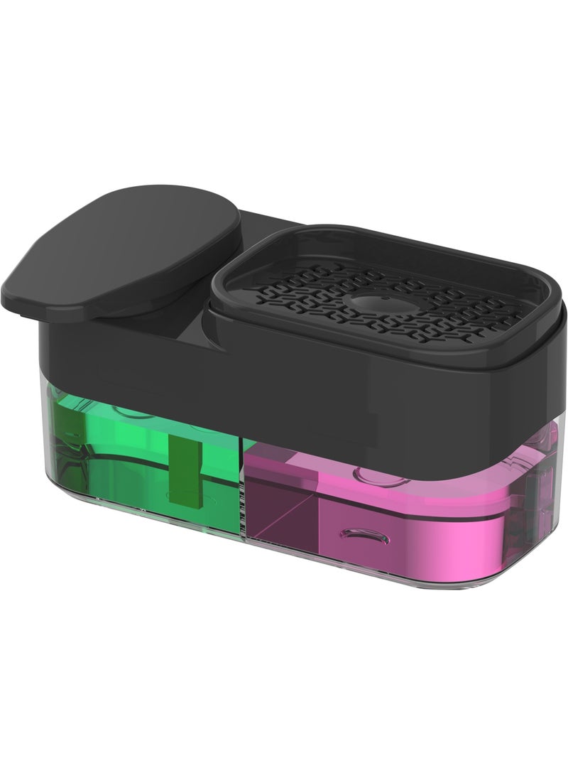 موزع صابون 3 في 1 مع حامل إسفنجة | سعة 1000 مل | قابل لإعادة التعبئة بسهولة | يُثبت على الحائط | لمطبخ وحمام أنيق ومرتب(اسود) - Image 4