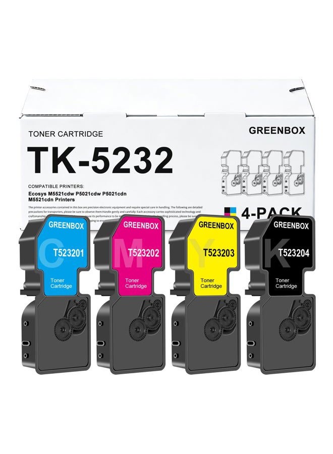GREENBOX Compatible Toner Cartridge Replacement Ink for TK-5232 TK5232 TK-5232K TK-5232C TK-5232M TK-5232Y for Ecosys M5521cdw P5021cdw P5021cdn Printer (1 Black 1 Cyan 1 Magenta 1 Yellow) - Image 1