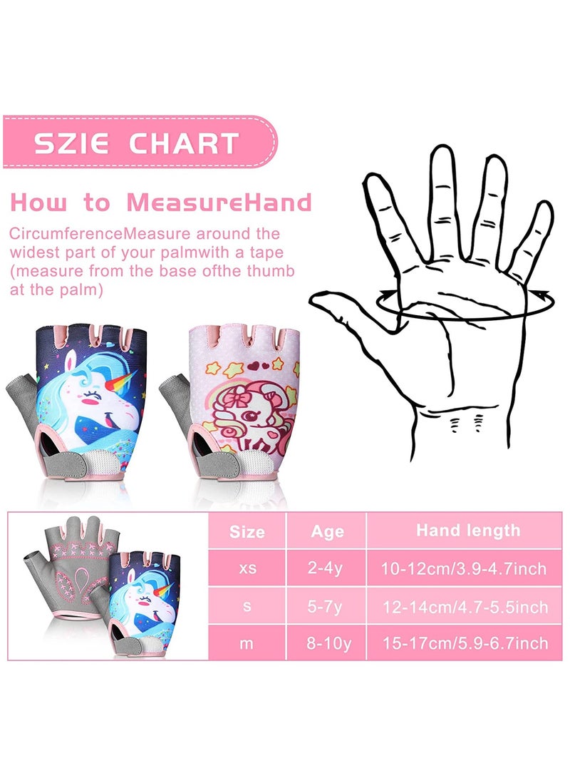 قفازات رياضية نصف أصابع للأطفال على شكل يونيكورن - 2 زوج من قفازات ركوب الدراجات، الصيد، والرياضات الخارجية للأولاد والبنات (صغير) - مثالية للتخييم والمغامرات النشطة! - Image 5