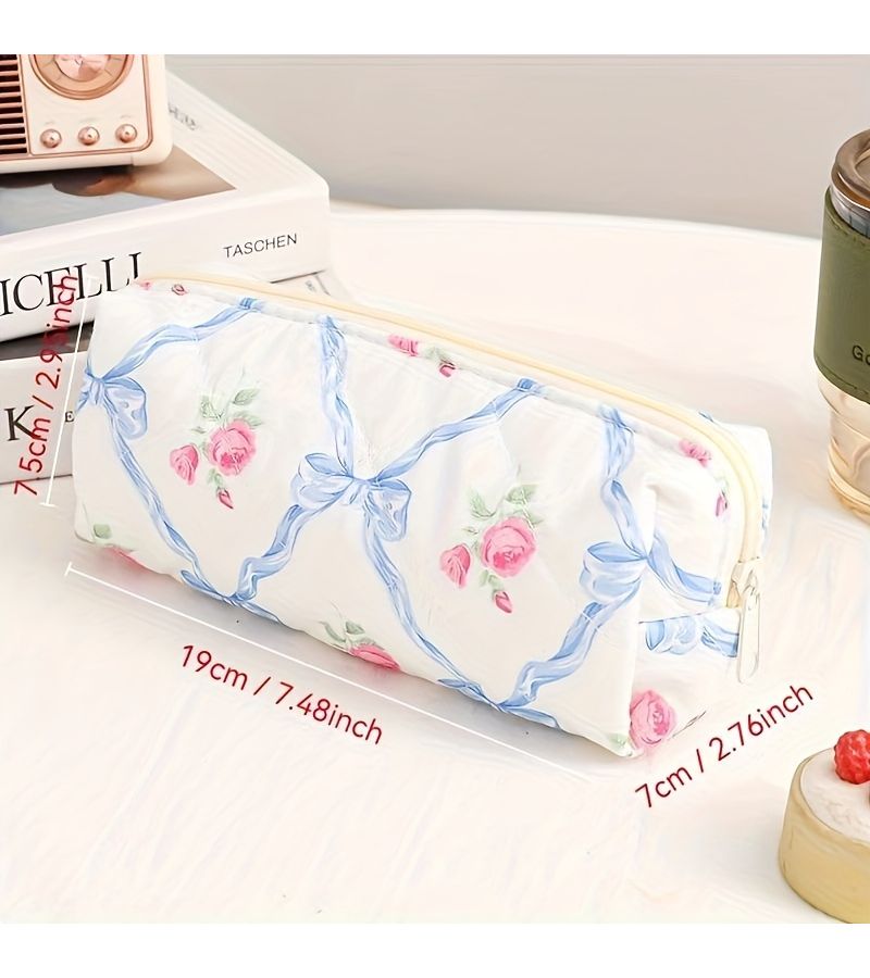 Green Plaid Multi Purpose Organizer Bag Pen Holder Makeup Pouch Coin Purse - Image 3
