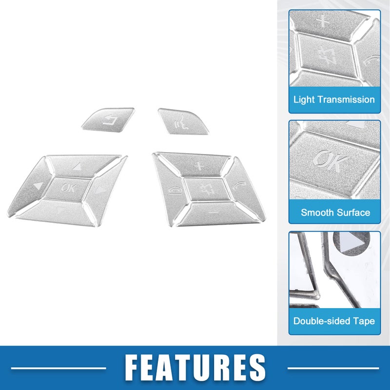 A ABSOPRO Car Steering Wheel Button Stickers Cover Interior Switch Button Decoration Trim for Mercedes Benz ML GL GLK GLA CLA CLS SL a Silver Tone (Set of 12) - Image 4