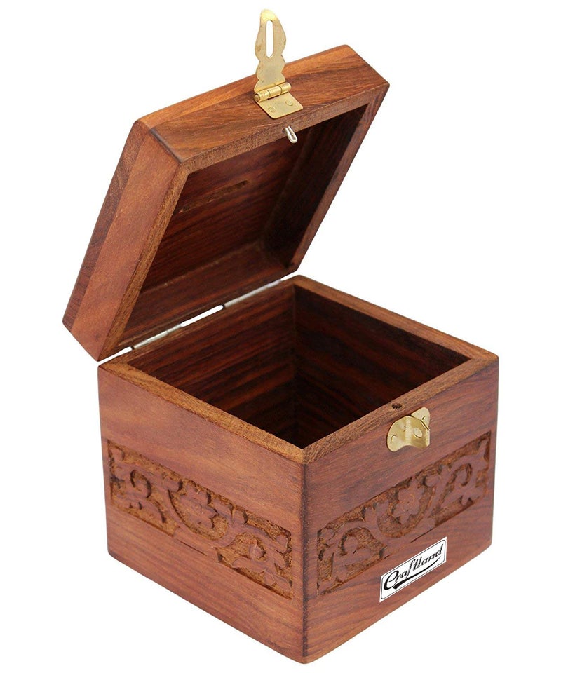 Craftland Wooden Money/Piggy Bank, Money Box, Coin Box with Carved Design for Kids/Children. with Lock - Image 3