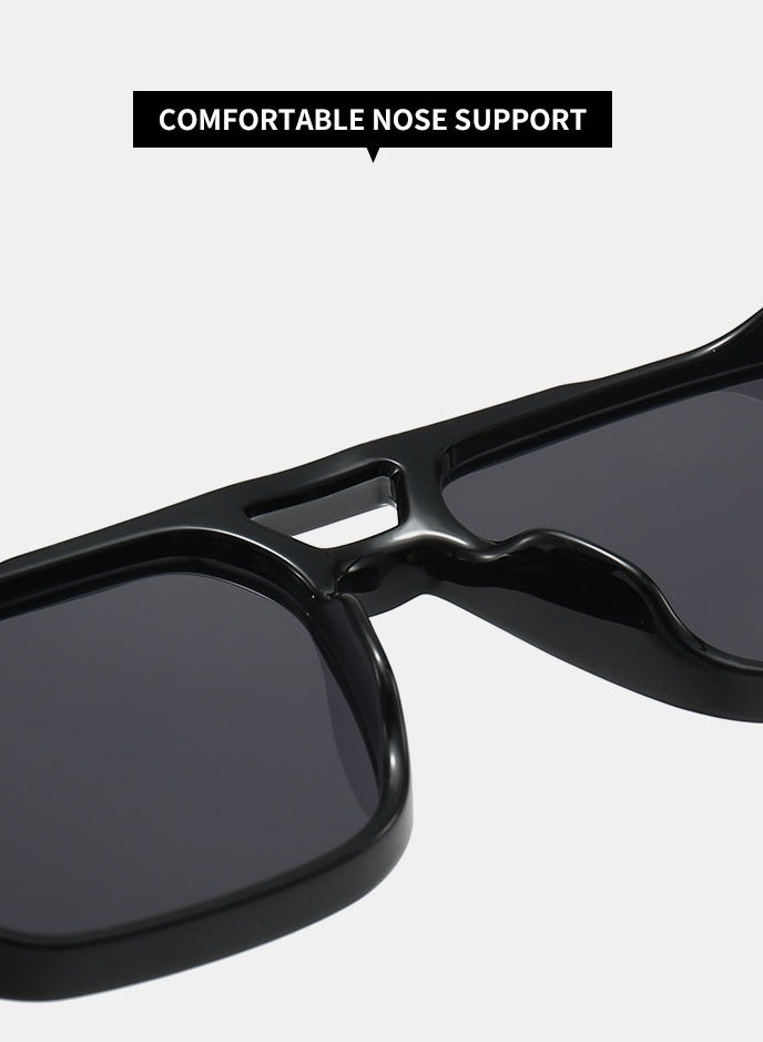 POLITE Vintage Double Bridge Designer Black Sunglass for men and Women, Trending Sunglass UV400 - Image 5